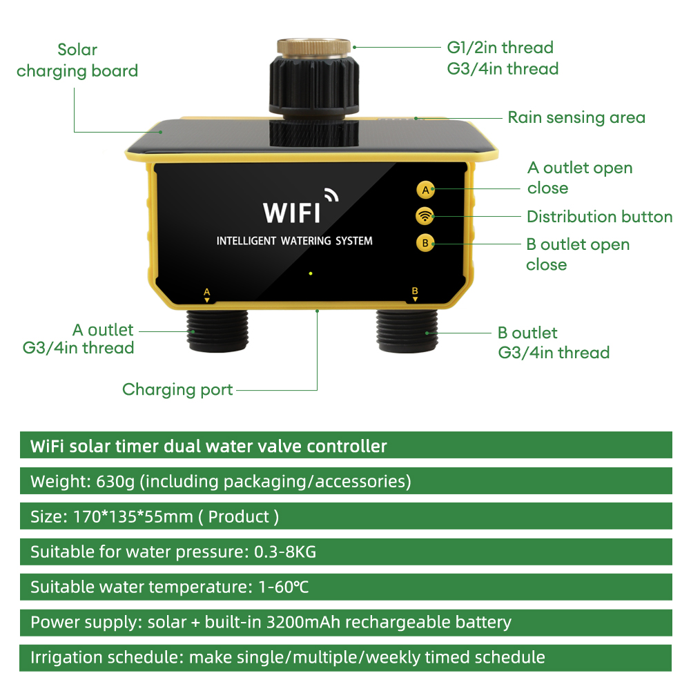 WiFi Solar Timer Dual Water Va – Timer Dual Outlet recenzja i cena